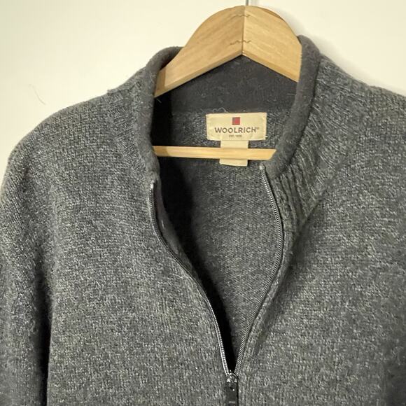 Woolrich Onyx Heather Gray 100% Wool Zip Up Sweater Grandpacore Men’s Size Large - Picture 3 of 16